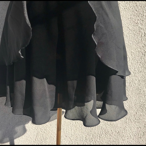 Black 3 Tiered Chiffon Flowing Short Sexy Skirt! Made in Ukraine - Picture 5 of 8